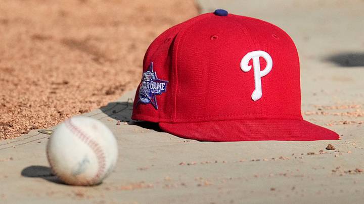Jun 12, 2026; Milwaukee, Wisconsin, USA; Philadelphia Phillies hat on the field during batting practice before a game against the Milwaukee Brewers at American Family Field. Mandatory Credit: Michael McLoone-Imagn Images Jun 12, 2026; Milwaukee, Wisconsin, USA; Philadelphia Phillies hat on the field during batting practice before a game against the Milwaukee Brewers at American Family Field. Mandatory Credit: Michael McLoone-Imagn Images