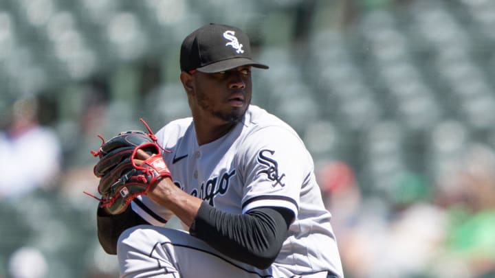 Chicago White Sox relief pitcher Gregory Santos (60) pitches during the sixth inning against the Oakland Athletics at Oakland-Alameda County Coliseum on July 1. Chicago White Sox relief pitcher Gregory Santos (60) pitches during the sixth inning against the Oakland Athletics at Oakland-Alameda County Coliseum on July 1.