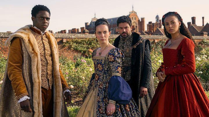 Jordan Peters as King Edward, Kate O'Flynn as Princess Mary, Dominic Cooper as Lord Seymour, Abbie Hern as Bess