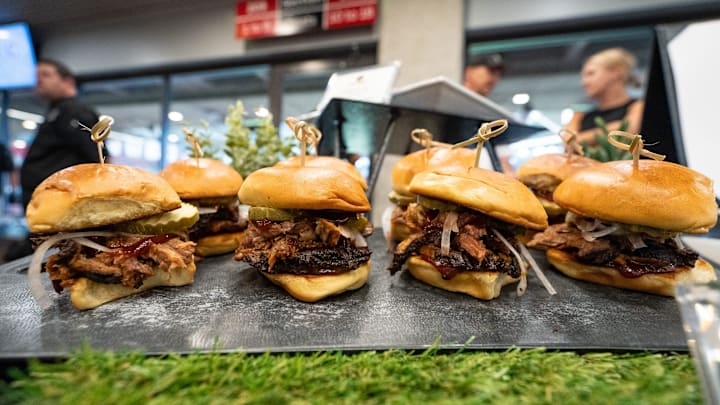 The Heritage Brisket Sliders, photographed at the Cardinals and Craft Culinary Concepts media day at State Farm Stadium on Aug. 6, 2024, in Glendale, Ariz. The sliders will be available at sections 137, 406, 437 and 452 during the 2024 NFL season at State Farm Stadium. The Heritage Brisket Sliders, photographed at the Cardinals and Craft Culinary Concepts media day at State Farm Stadium on Aug. 6, 2024, in Glendale, Ariz. The sliders will be available at sections 137, 406, 437 and 452 during the 2024 NFL season at State Farm Stadium.