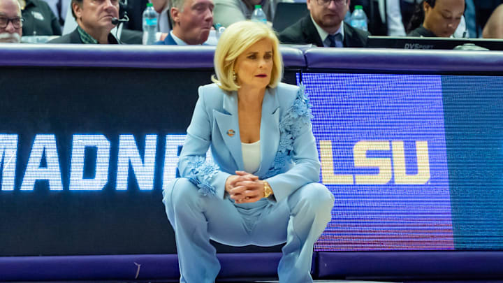 Tigers Head Coach Kim Mulkey as LSU Tigers take on San Diego State in the first round of the NCAA Womens Basketball Tournament in Baton Rouge, LA. March 22, 2025.