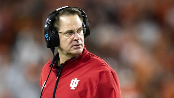 Jan 19, 2026; Miami Gardens, FL, USA; Indiana Hoosiers head coach Curt Cignetti against the Miami Hurricanes in the College Football Playoff National Championship game at Hard Rock Stadium. 
