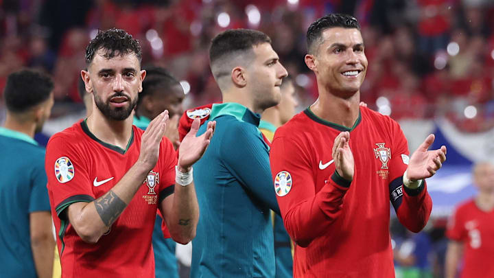 Bruno Fernandes (left) and Cristiano Ronaldo helped Portugal win the 2025 Nations League.