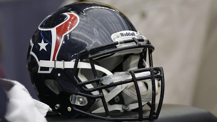 Dec 18, 2011; Houston, TX, USA; Houston Texans helmet on the sidelines against the Carolina Panthers in the third quarter at Reliant Stadium. The Panthers defeated the Texans 28-13. Mandatory Credit: Brett Davis-Imagn Images Dec 18, 2011; Houston, TX, USA; Houston Texans helmet on the sidelines against the Carolina Panthers in the third quarter at Reliant Stadium. The Panthers defeated the Texans 28-13. Mandatory Credit: Brett Davis-Imagn Images