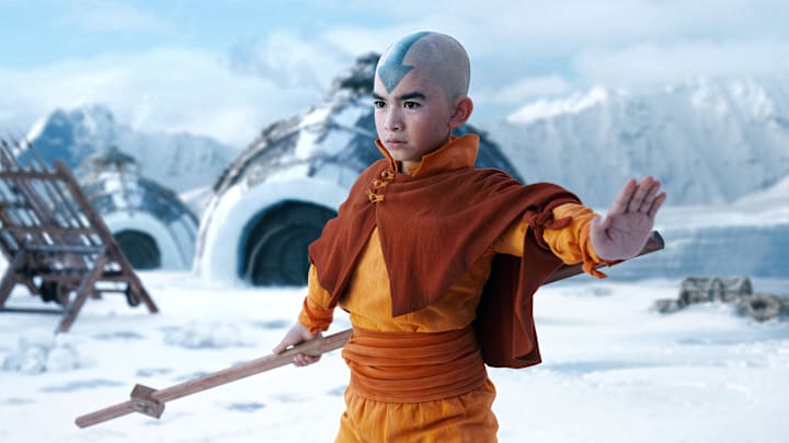 Avatar: The Last Airbender. Gordon Cormier as Aang in episode 101 of Avatar: The Last Airbender. Cr. Robert Falconer/Netflix © 2023