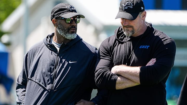 Detroit Lions general manager Brad Holmes and head coach Dan Campbell 