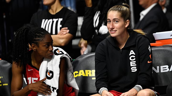 Las Vegas Aces guard Kate Martin (20) looks on during a September 6, 2024 game.