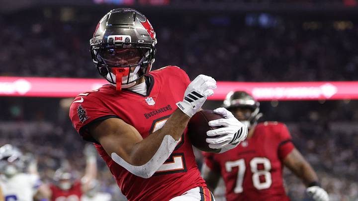 Tampa Bay Buccaneers wide receiver Emeka Egbuka (2) runs after a catch for a touchdown against the Dallas Cowboys at AT&T Stadium. Mandatory Credit: Kevin Jairaj-Imagn Images Tampa Bay Buccaneers wide receiver Emeka Egbuka (2) runs after a catch for a touchdown against the Dallas Cowboys at AT&T Stadium. Mandatory Credit: Kevin Jairaj-Imagn Images