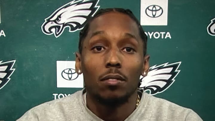 Former New York Giants cornerback Cornerback Adoree Jackson talks to reporters after signing a one-year deal to join the Eagles.