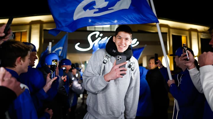 BYU point guard Egor Demin arrives home after win over Wisconsin
