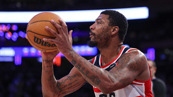 Mar 22, 2025; New York, New York, USA; Washington Wizards guard Marcus Smart (36) shoots the ball during the second half against the New York Knicks at Madison Square Garden. Mandatory Credit: Vincent Carchietta-Imagn Images Mar 22, 2025; New York, New York, USA; Washington Wizards guard Marcus Smart (36) shoots the ball during the second half against the New York Knicks at Madison Square Garden. Mandatory Credit: Vincent Carchietta-Imagn Images