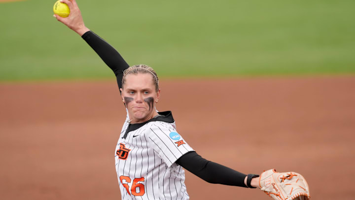 Oklahoma State Cowgirls starting pitcher Ruby Meylan. Oklahoma State Cowgirls starting pitcher Ruby Meylan.