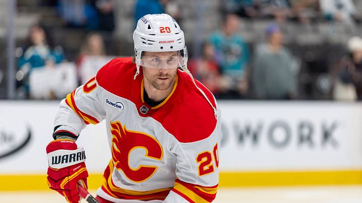Feb 26, 2026; San Jose, California, USA; Calgary Flames left wing Blake Coleman (20) warms up before the game against the San Jose Sharks at SAP Center at San Jose. Mandatory Credit: Bob Kupbens-Imagn Images Feb 26, 2026; San Jose, California, USA; Calgary Flames left wing Blake Coleman (20) warms up before the game against the San Jose Sharks at SAP Center at San Jose. Mandatory Credit: Bob Kupbens-Imagn Images