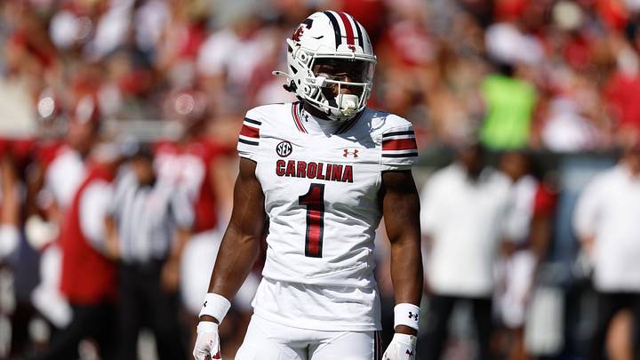 Oct 12, 2024; Tuscaloosa, Alabama, USA;  South Carolina Gamecocks defensive back DQ Smith (1) during the first half at Bryant-Denny Stadium. Mandatory Credit: Butch Dill-Imagn Images