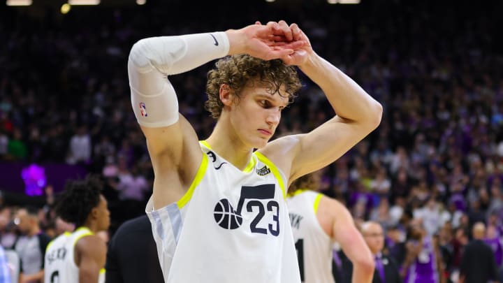 Dec 28, 2022; Sacramento, California, USA; Utah Jazz forward Lauri Markkanen (23) walks off the court after the game against the Sacramento Kings at Golden 1 Center. Mandatory Credit: Sergio Estrada-USA TODAY Sports Dec 28, 2022; Sacramento, California, USA; Utah Jazz forward Lauri Markkanen (23) walks off the court after the game against the Sacramento Kings at Golden 1 Center. Mandatory Credit: Sergio Estrada-USA TODAY Sports