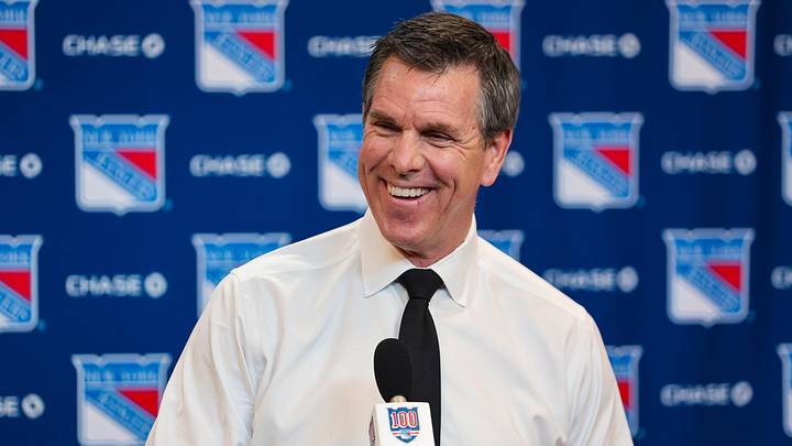 Apr 5, 2026; New York, New York, USA; New York Rangers head coach Mike Sullivan speaks to reporters after an 8-1 win against the Washington Capitals at Madison Square Garden. Apr 5, 2026; New York, New York, USA; New York Rangers head coach Mike Sullivan speaks to reporters after an 8-1 win against the Washington Capitals at Madison Square Garden.