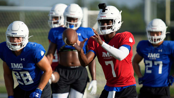 IMG Academy Jayden Wade (#7). IMG Academy held a media day practice on Friday, Aug. 1st, 2025 in Bradenton.