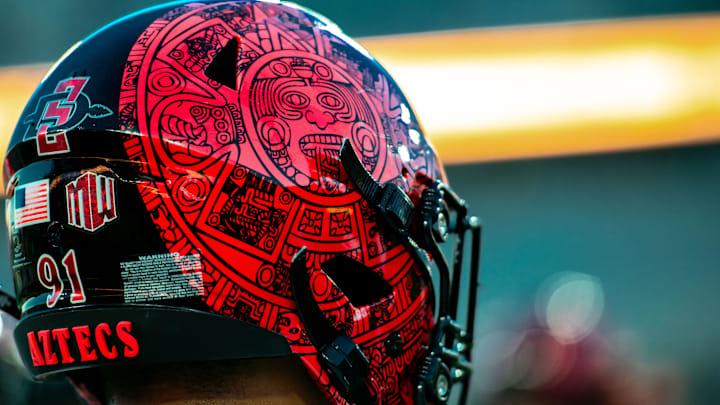 San Diego State football helmets.
