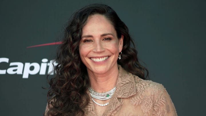 Jul 12, 2023; Los Angeles, CA, USA; Sue Bird arrives on the red carpet before the 2023 ESPYS at the Dolby Theatre. Mandatory Credit: Kirby Lee-Imagn Images Jul 12, 2023; Los Angeles, CA, USA; Sue Bird arrives on the red carpet before the 2023 ESPYS at the Dolby Theatre. Mandatory Credit: Kirby Lee-Imagn Images