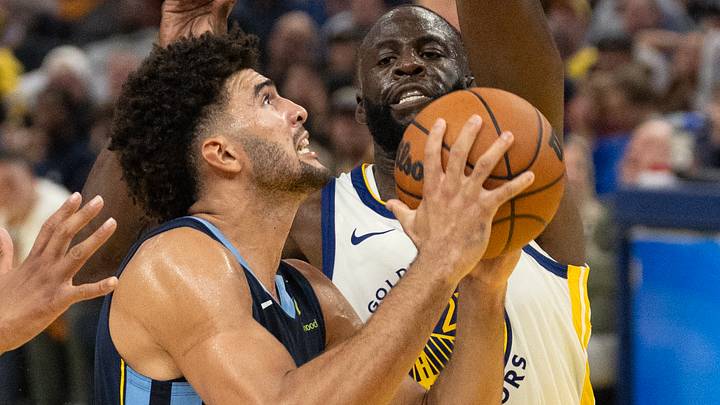 Oct 23, 2026; San Francisco, California, USA; Memphis Grizzlies forward Cameron Boozer (27) drives past Golden State Warriors forward Draymond Green (23) to the basket during the second quarter at Chase Center. Mandatory Credit: D. Ross Cameron-Imagn Images Oct 23, 2026; San Francisco, California, USA; Memphis Grizzlies forward Cameron Boozer (27) drives past Golden State Warriors forward Draymond Green (23) to the basket during the second quarter at Chase Center. Mandatory Credit: D. Ross Cameron-Imagn Images