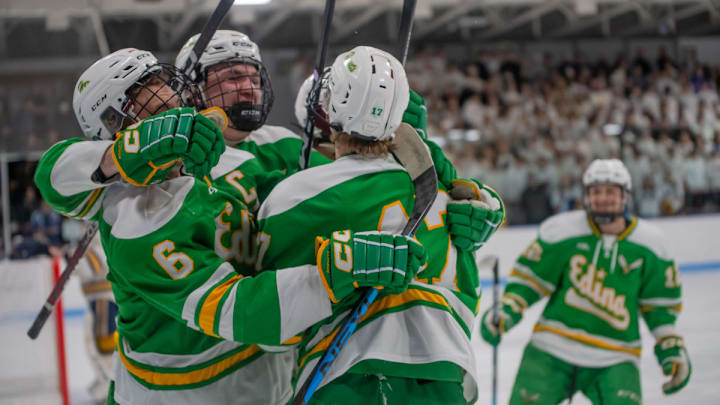 Edina boys hockey starts its Class 2A title defense against No. 4 Rogers at the Excel Energy Center