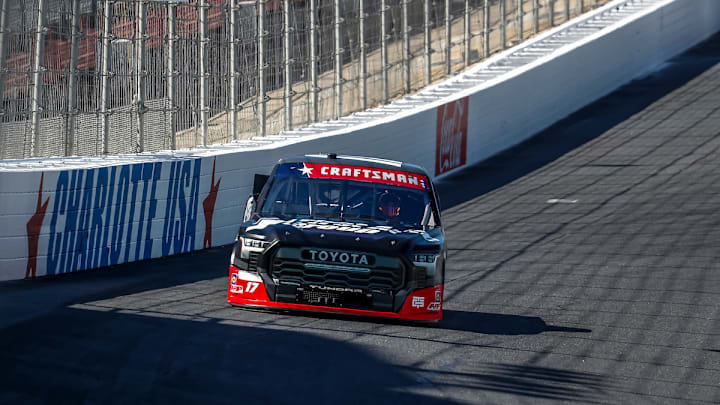 Gio Ruggiero will lead the field to the green flag on Friday night at Charlotte Motor Speedway after capturing his first career NASCAR Craftsman Truck Series pole. Gio Ruggiero will lead the field to the green flag on Friday night at Charlotte Motor Speedway after capturing his first career NASCAR Craftsman Truck Series pole.