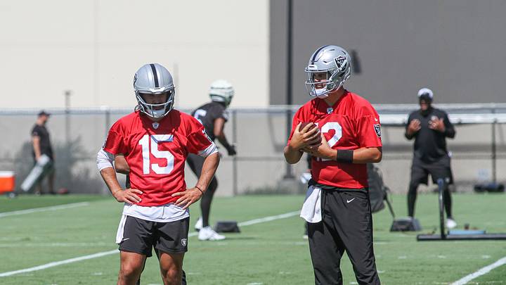 Las Vegas Raiders QBs Aidan O'Connell, and Gardner Minshew Las Vegas Raiders QBs Aidan O'Connell, and Gardner Minshew