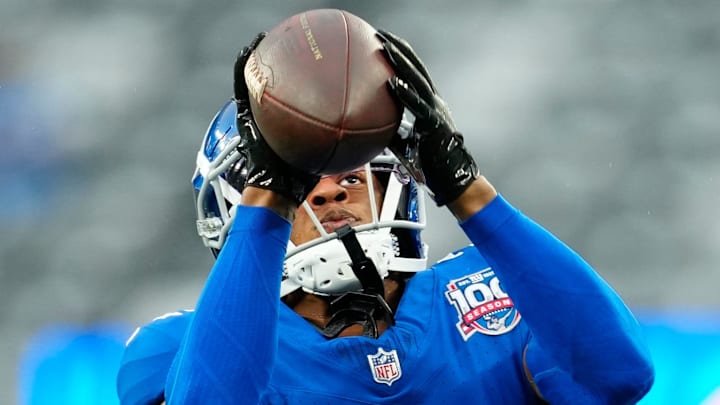 New York Giants cornerback Dru Phillips (22) makes a catch during practice, just before the first preseason game of the season, Thursday, August 8 2024, in East Rutherford