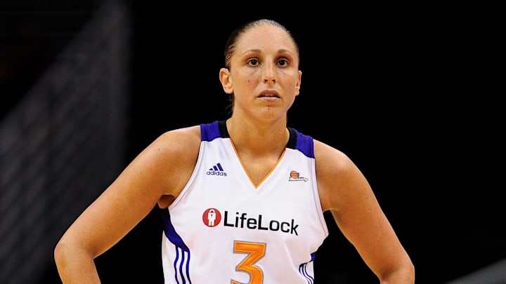 Sep 11, 2011; Phoenix, AZ, USA; Phoenix Mercury guard Diana Taurasi (3) reacts on the court while playing against the Minnesota Lynx during the first half at the US Airways Center.  The Lynx defeated the Mercury 96-90. Mandatory Credit: Jennifer Stewart-Imagn Images