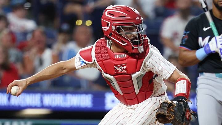 Aug 19, 2026; Philadelphia, Pennsylvania, USA; Philadelphia Phillies catcher Garrett Stubbs (21) in action against the Miami Marlins at Citizens Bank Park. Mandatory Credit: Bill Streicher-Imagn Images Aug 19, 2026; Philadelphia, Pennsylvania, USA; Philadelphia Phillies catcher Garrett Stubbs (21) in action against the Miami Marlins at Citizens Bank Park. Mandatory Credit: Bill Streicher-Imagn Images