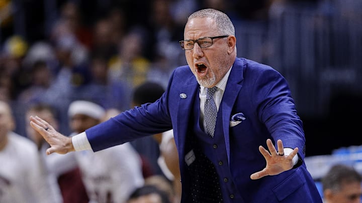 Texas A&M Aggies head coach Buzz Williams reacts during the first half against the Yale Bulldogs.