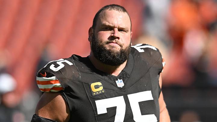 Sep 7, 2025; Cleveland, Ohio, USA; Cleveland Browns guard Joel Bitonio (75) at Huntington Bank Field. Mandatory Credit: Ken Blaze-Imagn Images