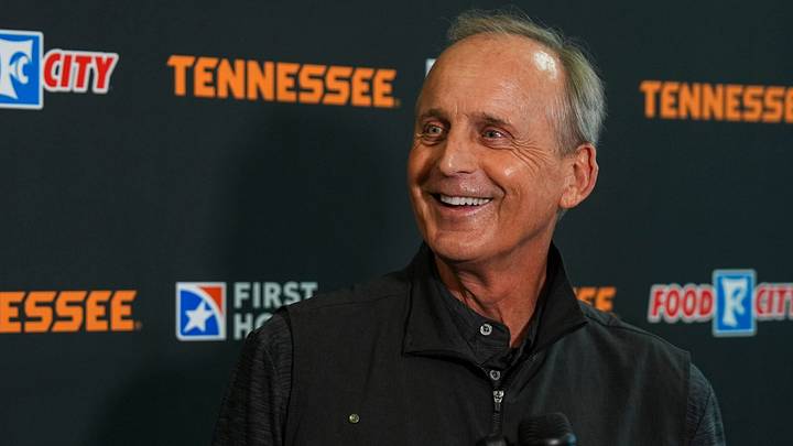 Tennessee coach Rick Barnes smiles during a media availability before a Tennessee basketball practice at Pratt Pavilion on Sept. 22, 2026. Tennessee coach Rick Barnes smiles during a media availability before a Tennessee basketball practice at Pratt Pavilion on Sept. 22, 2026.