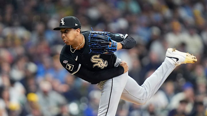 Chicago White Sox pitcher Jedixson Paez (63) pitches during the sixth inning of the Opening Day game against the Milwaukee Brewers on Thursday March 26, 2026 at American Family Field in Milwaukee, Wisconsin.