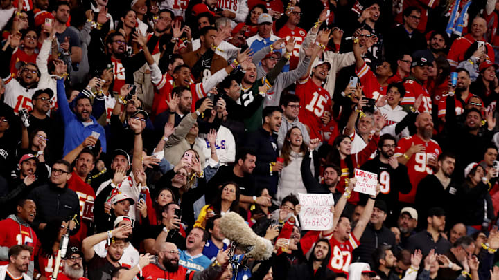 Sep 5, 2025; Sao Paulo, BRAZIL; Kansas City Chiefs fans in the stands during the second half against the Los Angeles Chargers at Corinthians Arena. Mandatory Credit: Jean Carniel/Reuters via Imagn Images