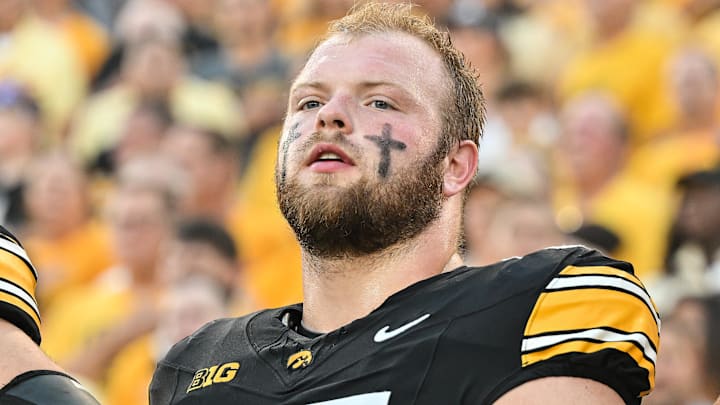 Iowa Hawkeyes offensive lineman Logan Jones.