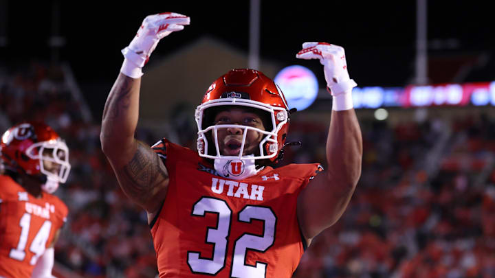Utah Utes sophomore Omar Shah (32) reacts to a play against the Arizona State Sun Devils during the third quarter at Rice-Eccles Stadium.