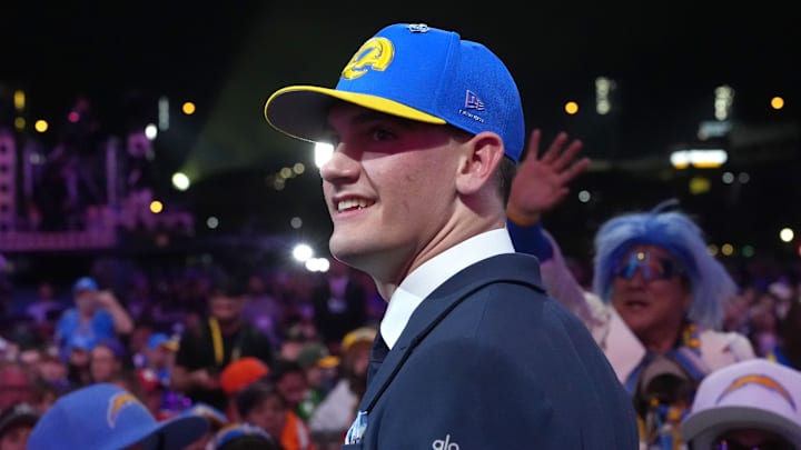 Apr 23, 2026; Pittsburgh, PA, USA; Alabama Crimson Tide quarterback Ty Simpson is selected by the Los Angeles Rams as the number 13 pick during the 2026 NFL Draft at Acrisure Stadium. Mandatory Credit: Kirby Lee-Imagn Images