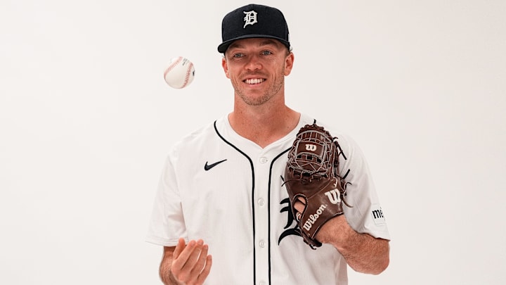 Detroit Tigers pitcher Chase Lee poses for a photo during picture day of spring training at TigerTown in Lakeland, Fla. on Wednesday, Feb. 19, 2025. Detroit Tigers pitcher Chase Lee poses for a photo during picture day of spring training at TigerTown in Lakeland, Fla. on Wednesday, Feb. 19, 2025.