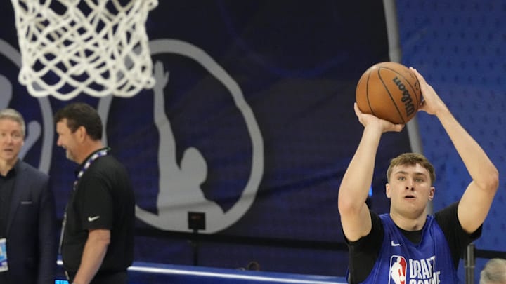 May 13, 2025; Chicago, Il, USA; Cooper Flagg (51) participates in the 2025 NBA Draft Combine at Wintrust Arena. Mandatory Credit: David Banks-Imagn Images May 13, 2025; Chicago, Il, USA; Cooper Flagg (51) participates in the 2025 NBA Draft Combine at Wintrust Arena. Mandatory Credit: David Banks-Imagn Images