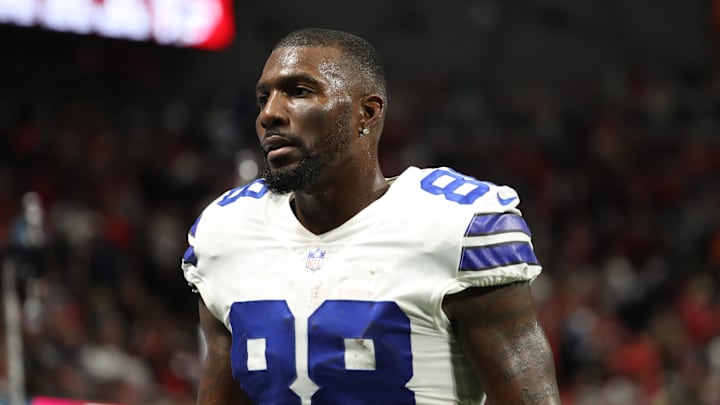 Dallas Cowboys wide receiver Dez Bryant on the sideline in the fourth quarter against the Atlanta Falcons.