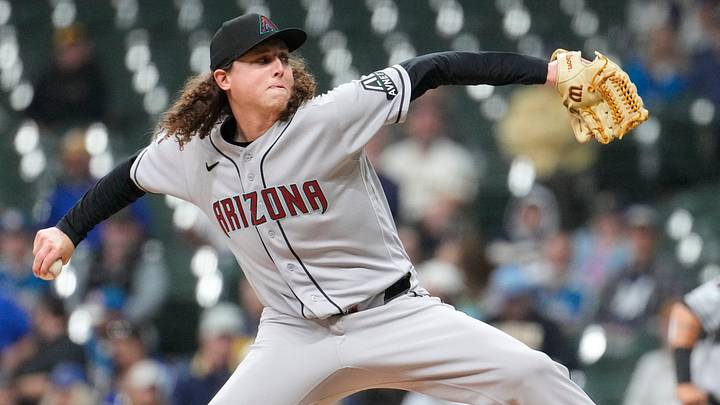 Apr 28, 2026; Milwaukee, Wisconsin, USA; Arizona Diamondbacks pitcher Andrew Hoffmann (56) delivers a pitch against the Milwaukee Brewers in the sixth inning at American Family Field. Mandatory Credit: Michael McLoone-Imagn Images Apr 28, 2026; Milwaukee, Wisconsin, USA; Arizona Diamondbacks pitcher Andrew Hoffmann (56) delivers a pitch against the Milwaukee Brewers in the sixth inning at American Family Field. Mandatory Credit: Michael McLoone-Imagn Images