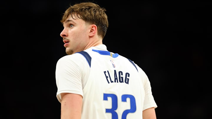 Apr 8, 2026; Phoenix, Arizona, USA; Detailed view of the jersey of Dallas Mavericks forward Cooper Flagg (32) against the Phoenix Suns in the second half at Mortgage Matchup Center.