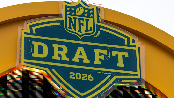 January 7, 2026; The 2026 NFL Draft logo is displayed atop the NFL Draft countdown clock.