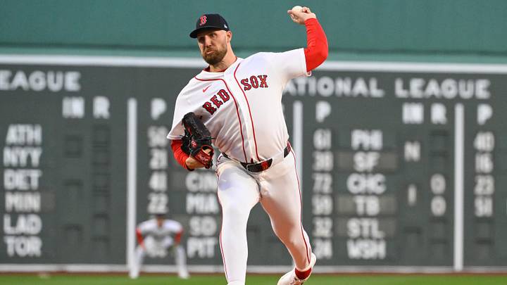 Apr 7, 2026; Boston, Massachusetts, USA; Boston Red Sox starting pitcher Garrett Crochet (35) pitches against the Milwaukee Brewers during the first inning at Fenway Park. Mandatory Credit: Eric Canha-Imagn Images