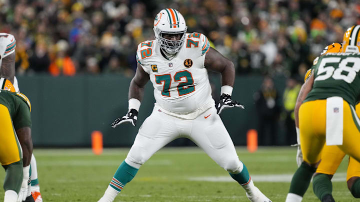 Miami Dolphins offensive tackle Terron Armstead (72) during the game against the Green Bay Packers at Lambeau Field. 