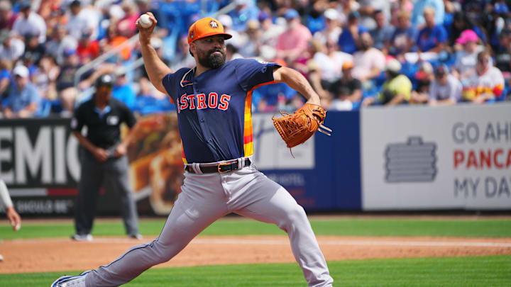 Mar 3, 2024; Port St. Lucie, Florida, USA;  Houston Astros starting pitcher Jose Urquidy.