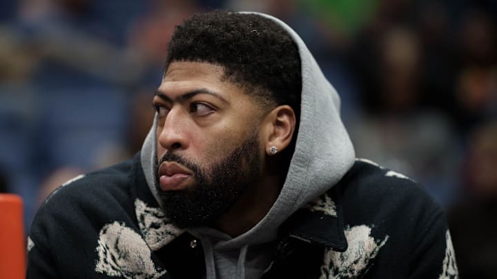 Mar 8, 2026; New Orleans, Louisiana, USA;  Washington Wizards forward Anthony Davis (23) watches during the first half against the New Orleans Pelicans at Smoothie King Center. Mandatory Credit: Matthew Hinton-Imagn Images