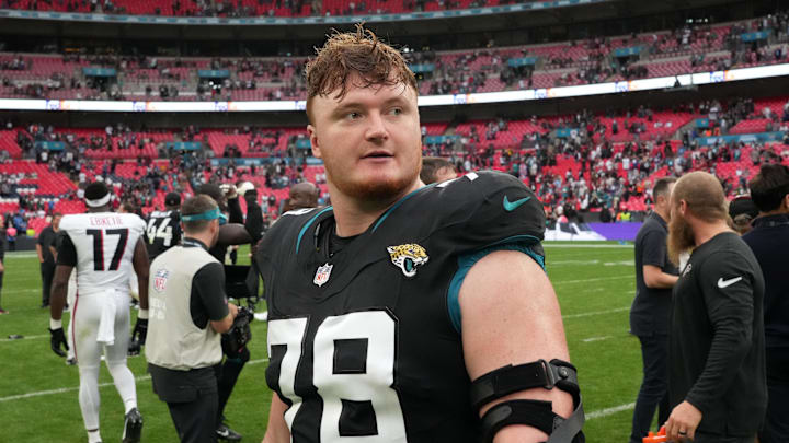Oct 1, 2023; London, United Kingdom; Jacksonville Jaguars offensive tackle Ben Bartch (78).