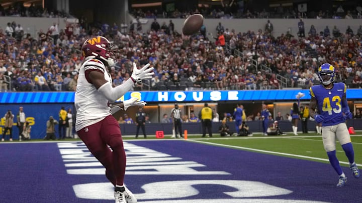 Dec 17, 2023; Inglewood, California, USA; Washington Commanders wide receiver Curtis Samuel (4)